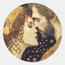 Art Nouveau A Couple In Love Runder Aufkleber