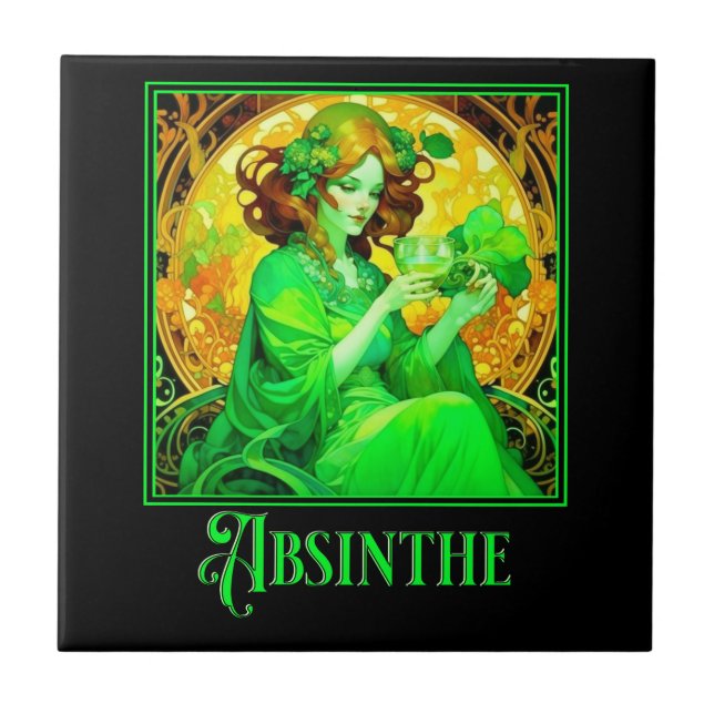 Art Nouveau Absinthe Fliese (Vorderseite)