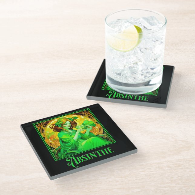 Art Nouveau Absinthe Glasuntersetzer (Schrägansicht)