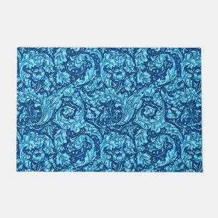 Art Nouveau Acanthus Blätter und Blume, Sky Blue Fußmatte