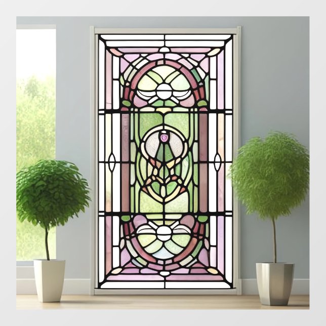 Art Nouveau AI Art Stated Glass Window Cloning Fensteraufkleber (Blatt)