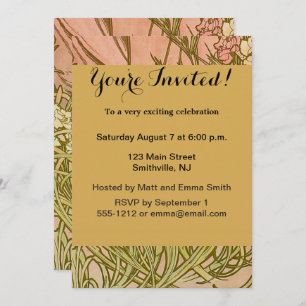 Art Nouveau Alfonse Mucha Blumenzucht Blume Einladung