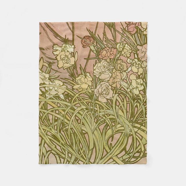 Art Nouveau Alfonse Mucha Blumenzucht Blume Fleecedecke (Vorderseite)