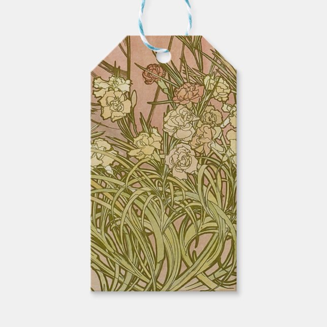 Art Nouveau Alfonse Mucha Blumenzucht Blume Geschenkanhänger (Vorderseite)
