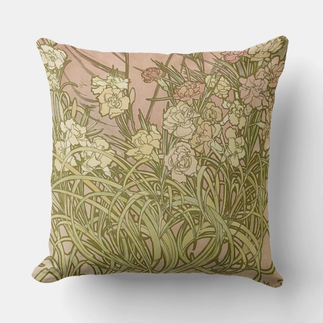 Art Nouveau Alfonse Mucha Blumenzucht Blume Kissen (Vorderseite)