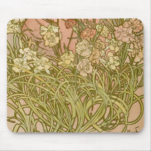Art Nouveau Alfonse Mucha Blumenzucht Blume Mousepad