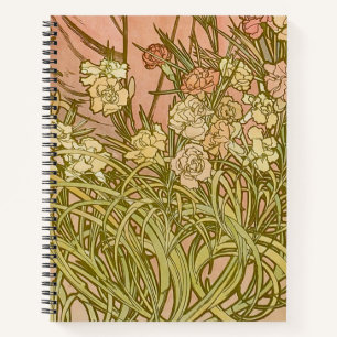 Art Nouveau Alfonse Mucha Blumenzucht Blume Notizbuch