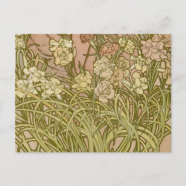 Art Nouveau Alfonse Mucha Blumenzucht Blume Postkarte (Vorderseite)