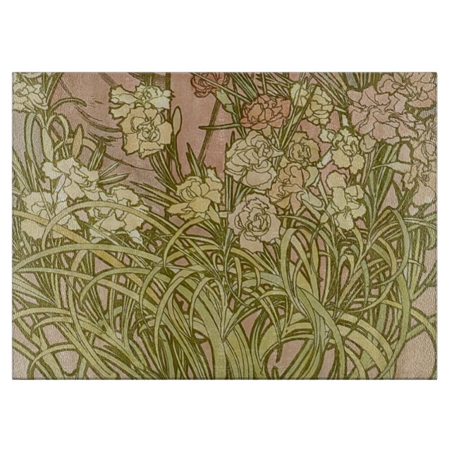Art Nouveau Alfonse Mucha Blumenzucht Blume Schneidebrett (Vorderseite)