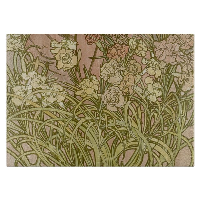 Art Nouveau Alfonse Mucha Blumenzucht Blume Schneidebrett (Vorderseite)