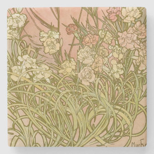 Art Nouveau Alfonse Mucha Blumenzucht Blume Steinuntersetzer