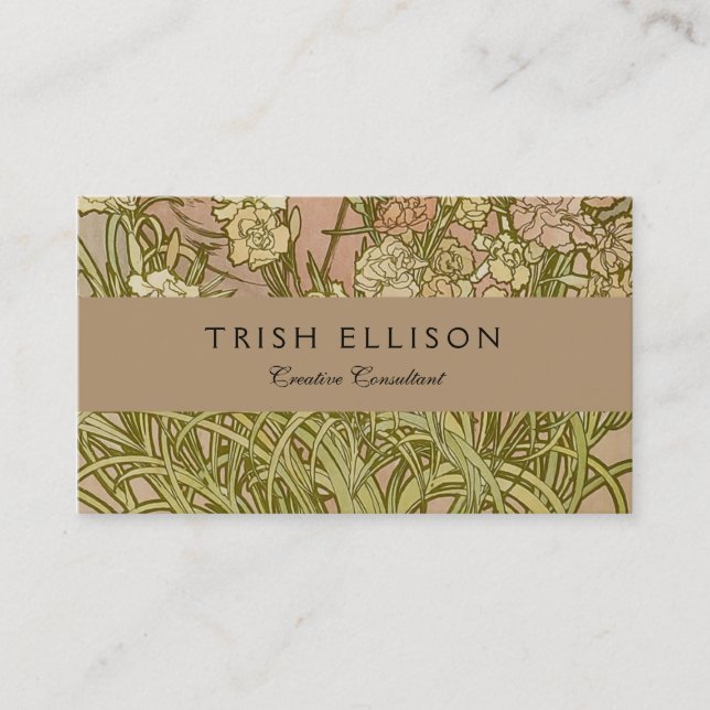 Art Nouveau Alfonse Mucha Blumenzucht Blume Visitenkarte (Vorderseite)