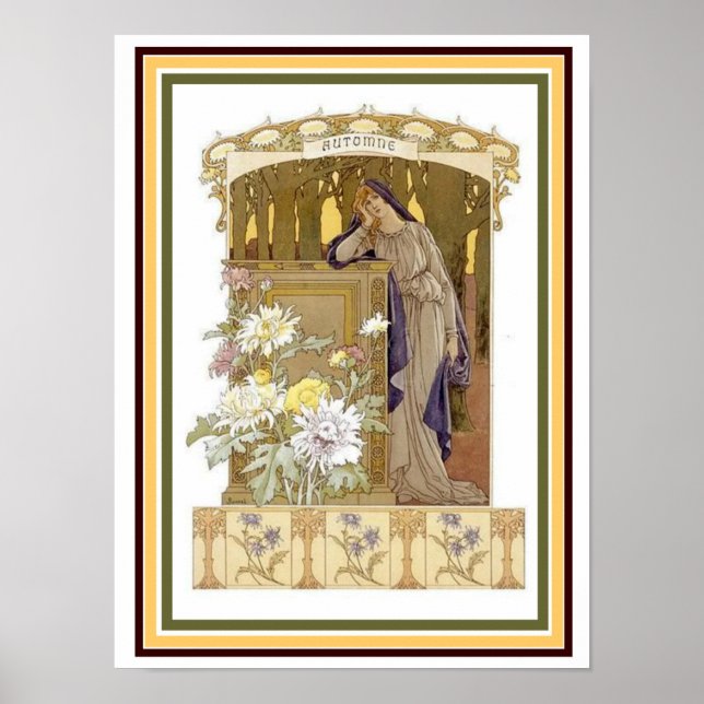 Art Nouveau Alphonse Mucha Atomne 12 x 16 Wall Art Poster (Vorne)