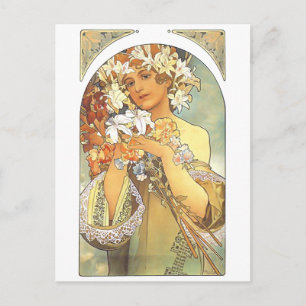 Art Nouveau - Alphonse Mucha "Blume" Postkarte