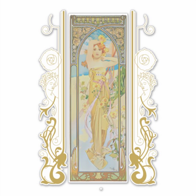 Art Nouveau Alphonse Mucha - Die Helligkeit des Ta Aufkleber (Vorderseite)