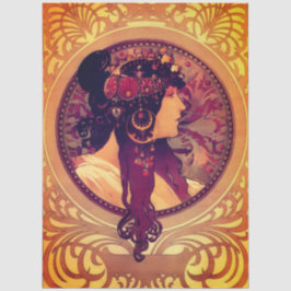 Art nouveau Alphonse Mucha Donna elegant woman Seidenpapier