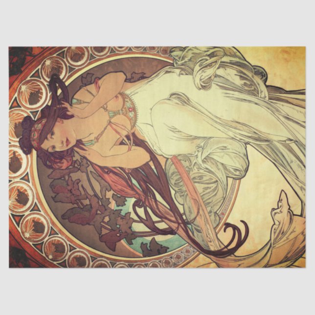 Art nouveau Alphonse Mucha elegant music muse Seidenpapier (Vorderseite)