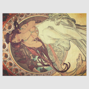 Art nouveau Alphonse Mucha elegante Musik-Muse Seidenpapier