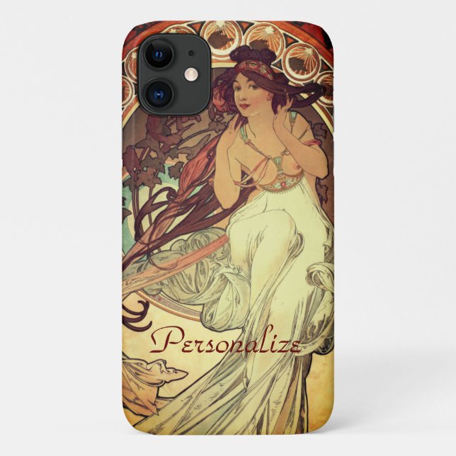 Art nouveau Alphonse Mucha elegante Vintage-Frau  Case-Mate iPhone Hülle (Rückseite)