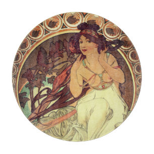 Art nouveau Alphonse Mucha elegante Vintage-Frau Schneidebrett