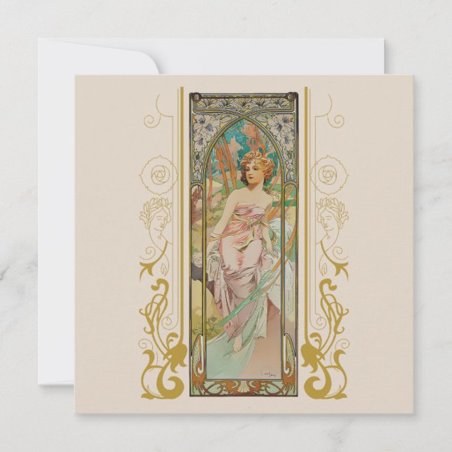 Art Nouveau Alphonse Mucha für jeden Anlass Einladung (Vorderseite)