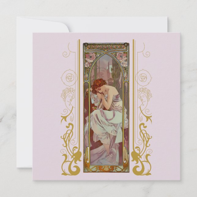 Art Nouveau Alphonse Mucha für jeden Anlass Einladung (Vorderseite)