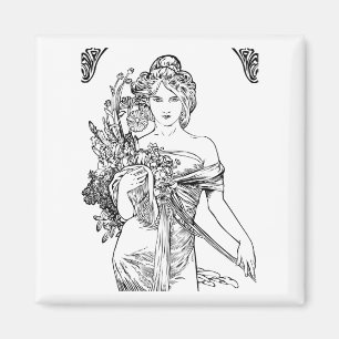 Art Nouveau Alphonse Mucha Magnet
