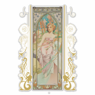 Art Nouveau Alphonse Mucha - Morgens Erwachen Aufkleber