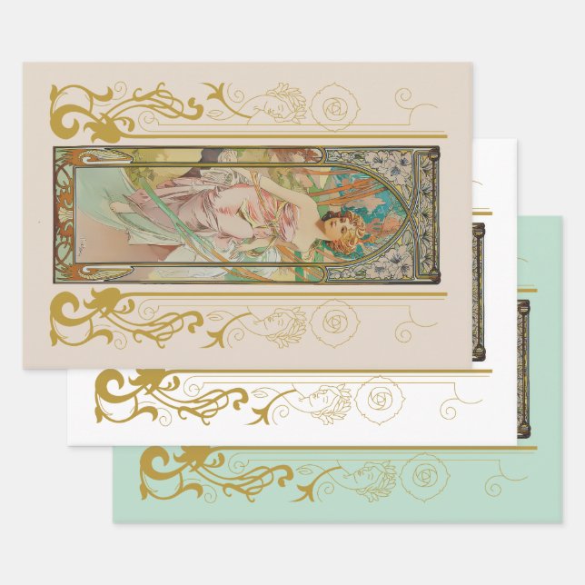 Art Nouveau Alphonse Mucha - Morgens Erwachen Geschenkpapier Set (Set)