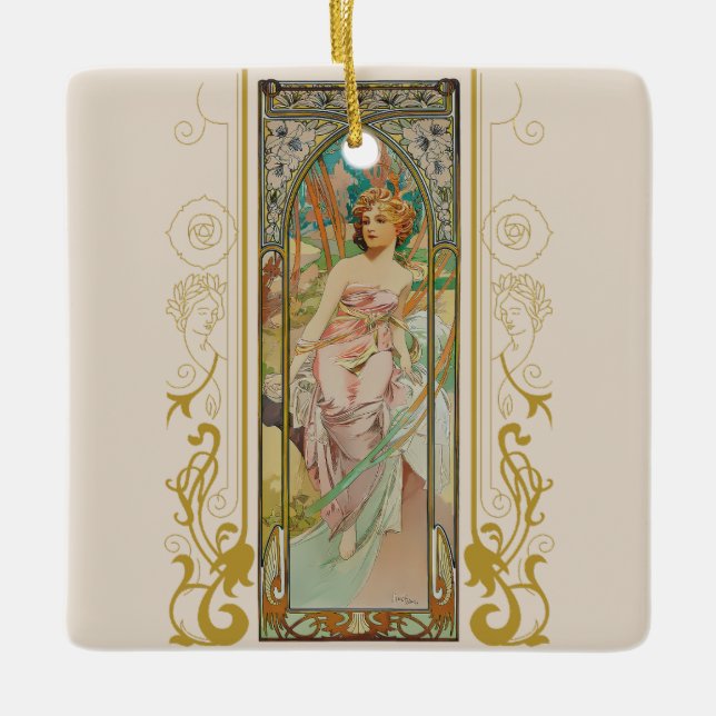 Art Nouveau Alphonse Mucha - Morgens Erwachen Keramikornament (Vorderseite)