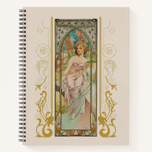 Art Nouveau Alphonse Mucha - Morgens Erwachen Notizbuch