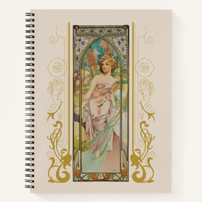 Art Nouveau Alphonse Mucha - Morgens Erwachen Notizbuch (Vorderseite)