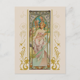 Art Nouveau Alphonse Mucha - Morgens Erwachen Postkarte