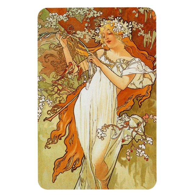 Art Nouveau Alphonse Mucha Spring Magnet (Vertikal)