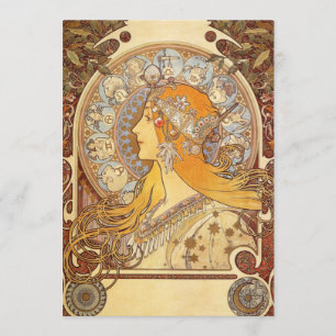 Art Nouveau Alphonse Mucha Zodiac Einladung