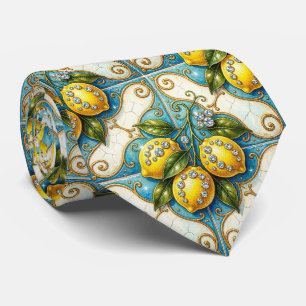 Art Nouveau Amalfi Zitronen Diamanten Herren Krawatte