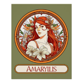 Art Nouveau Amaryllis Woman Poster