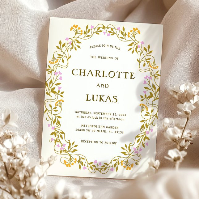 Art Nouveau Antique Floral Wedding Einladung (Von Creator hochgeladen)