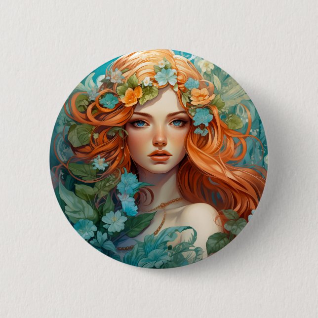 Art Nouveau Aos sí Fairy Button (Vorderseite)