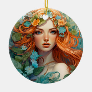 Art Nouveau Aos sí Fairy Keramik Ornament