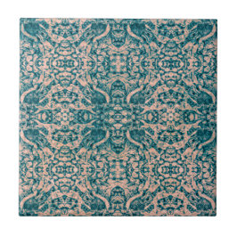 Art Nouveau Aquamarin Green Beige Spiegelbild Art Fliese