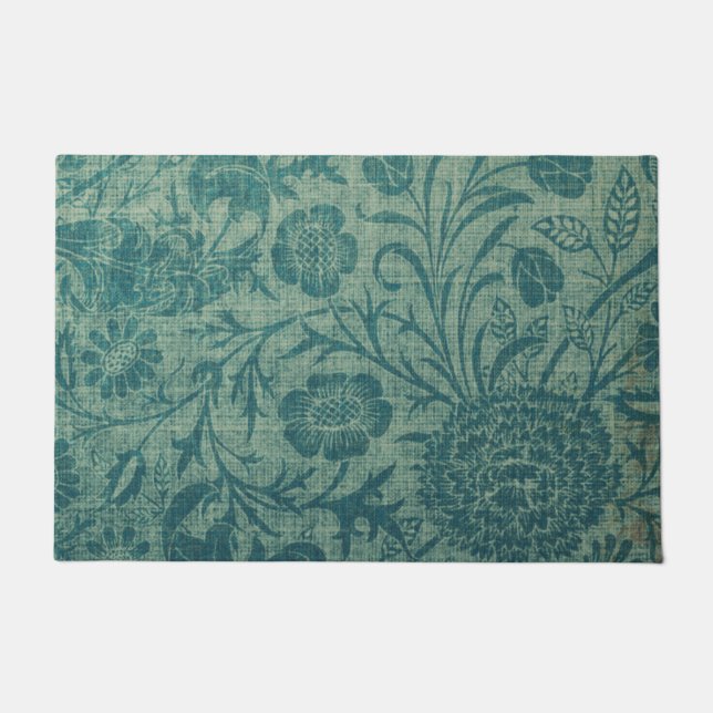 Art Nouveau,aquamarin,William Morris-Stil, floral, Fußmatte (Vorderseite)
