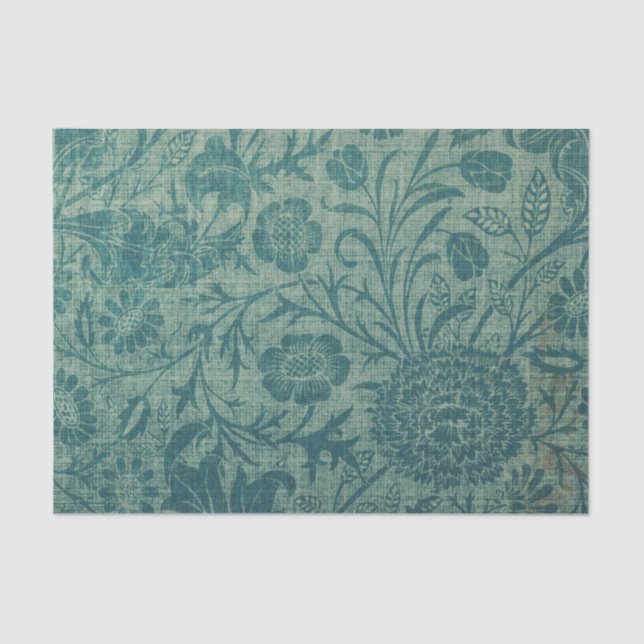 Art Nouveau,aquamarin,William Morris-Stil, floral, Seidenpapier (Vorderseite)