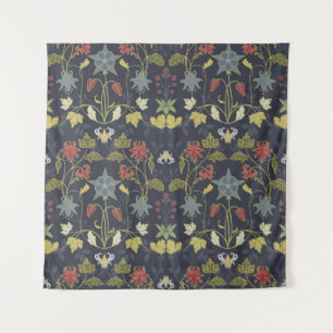 Art Nouveau Aquilegia: Dunkle Blumen Wandteppich