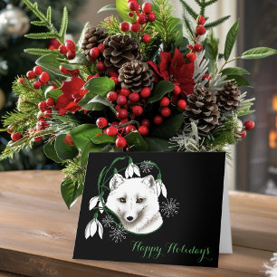 Art Nouveau Arctic White Fox Karte