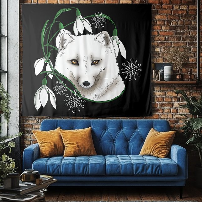 Art Nouveau Arctic White Fox Wandteppich (Von Creator hochgeladen)