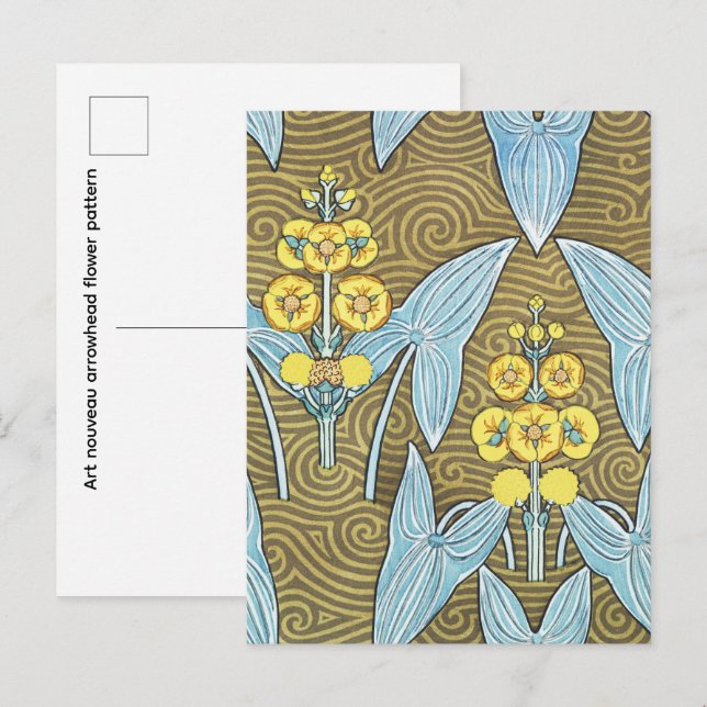 Art nouveau arrowhead flower pattern  postkarte (Vorne/Hinten)