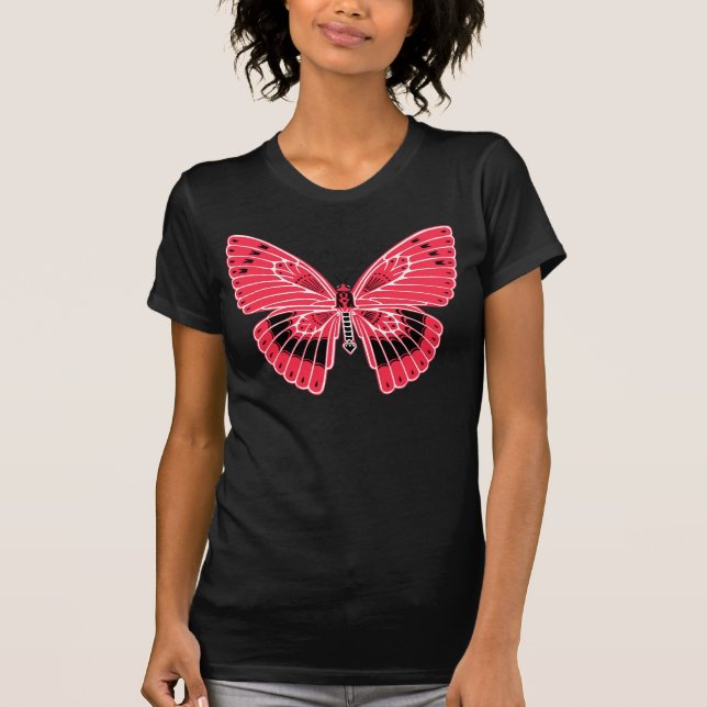 Art Nouveau Art Butterfly Coral T-Shirt (Vorderseite)