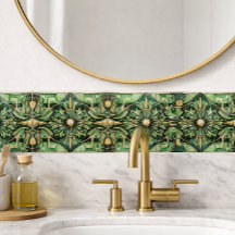 Art Nouveau / Art Deco Backsplash Gold Green