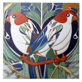 Art Nouveau Art Deco Birnen in Red White Blue Gree Fliese